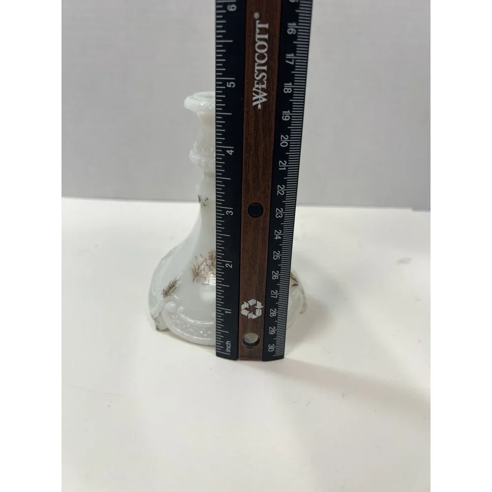 Antique Victorian Milk Glass Candle Holder Stem Vanity Ornate EAPG Candlestick